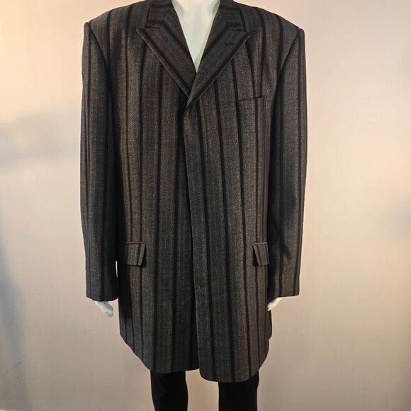 Giorgio Brutini Sport Coat Blazer Jacket Men’s 46L Charcoal Gray Black Striped - Picture 6 of 12